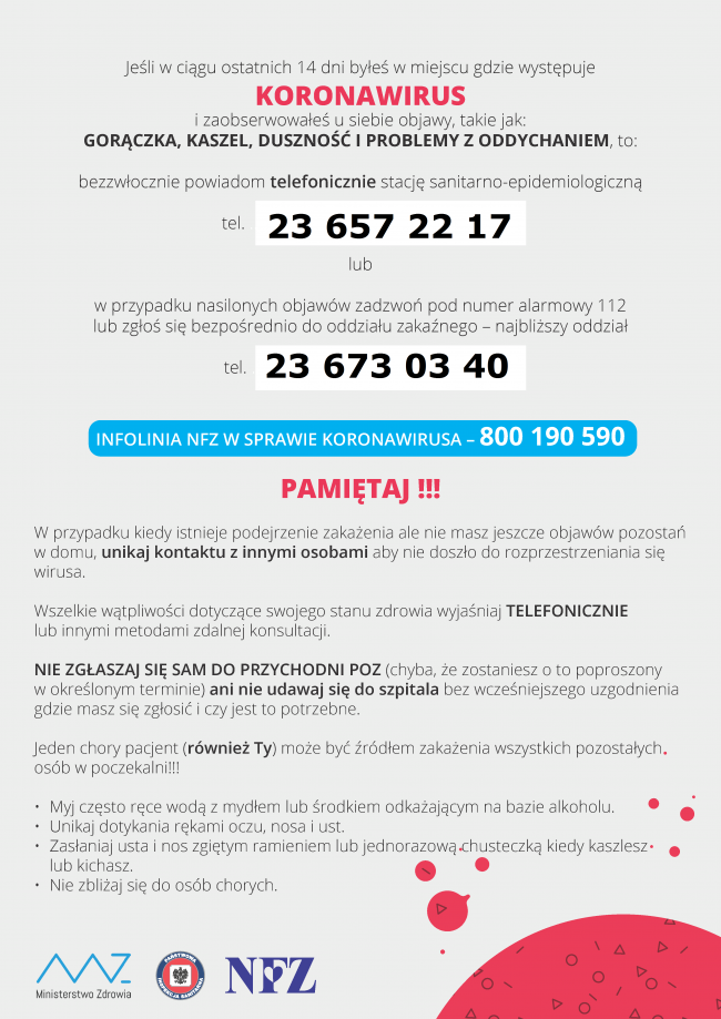 Plakat informacyjny - szpitale