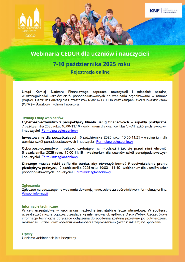 Informacja_Webinaria CEDUR_WIW 2025_7-10.10