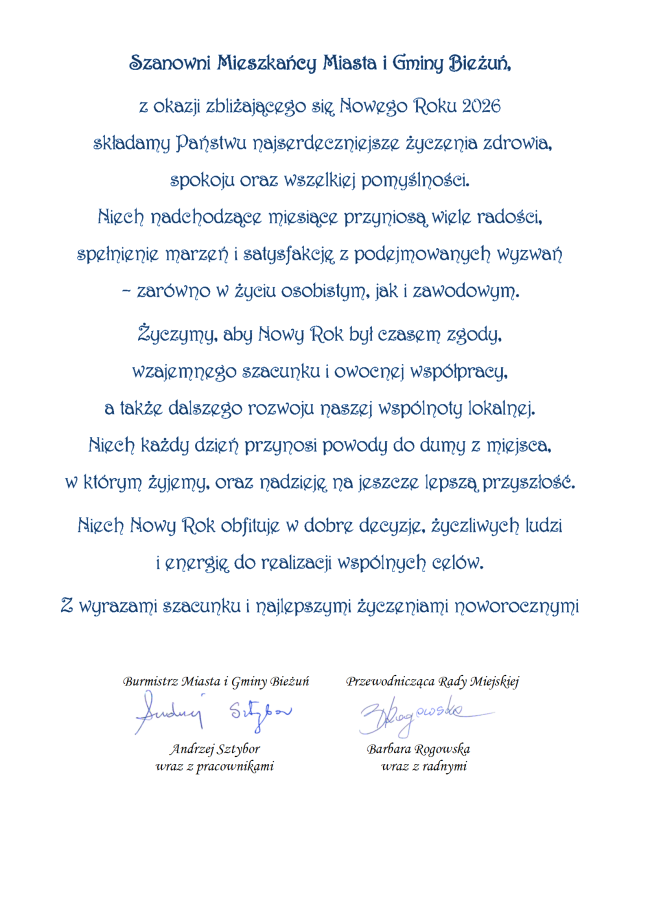 ŻYCZENIA NOWOROCZNE 2026